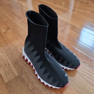 Christian Louboutin Black and Red Kids Sneakers